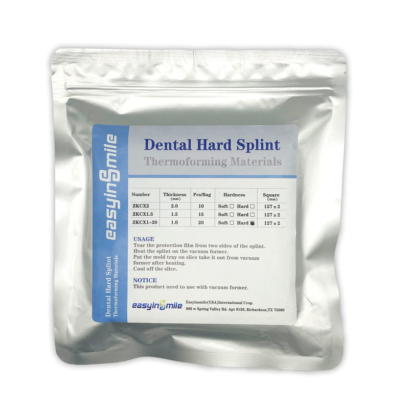 Dental Hard Splint, Thermoforming Materials for Vacuum Forming Machine 5''x 5'' (2.0MM-10PCS) 2.0MM-10PCS