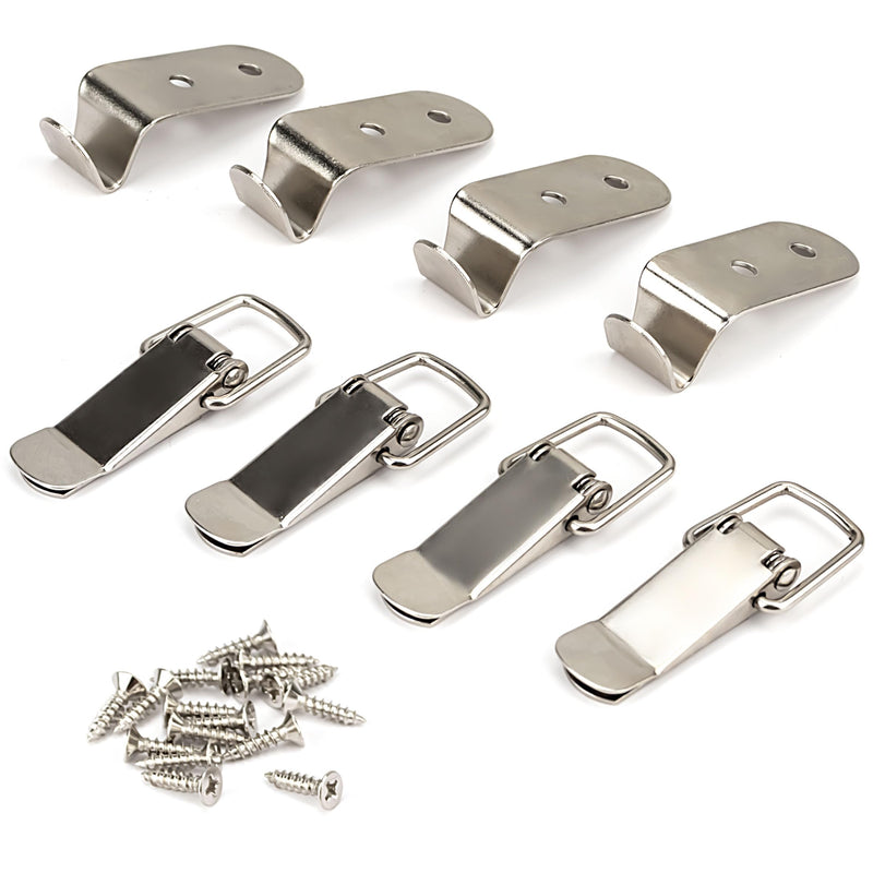 Lesnala 8 Pcs Stainless Steel 90 Degree Spring Toggle Lock Generic Latch with Mounting Screws for Box Cabinet Door Barn Wooden Case Toolboxes