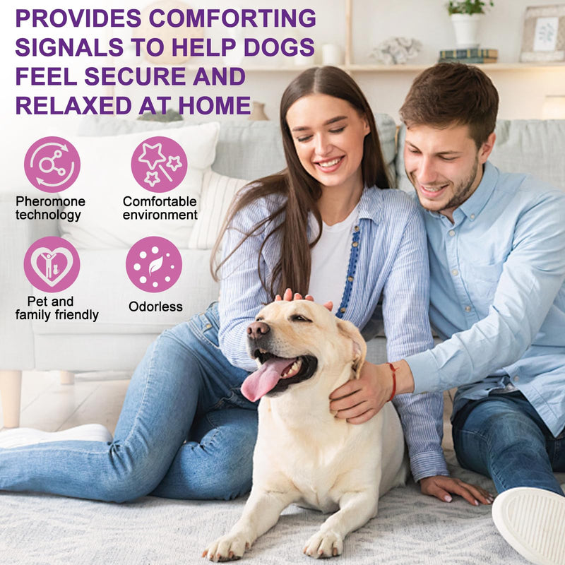 Calming Pheromone Diffuser for Dogs, 1 Diffuser 3 Refills, Relieves Separation Anxiety, Stress, Barking, and Chewing Calming Relaxation