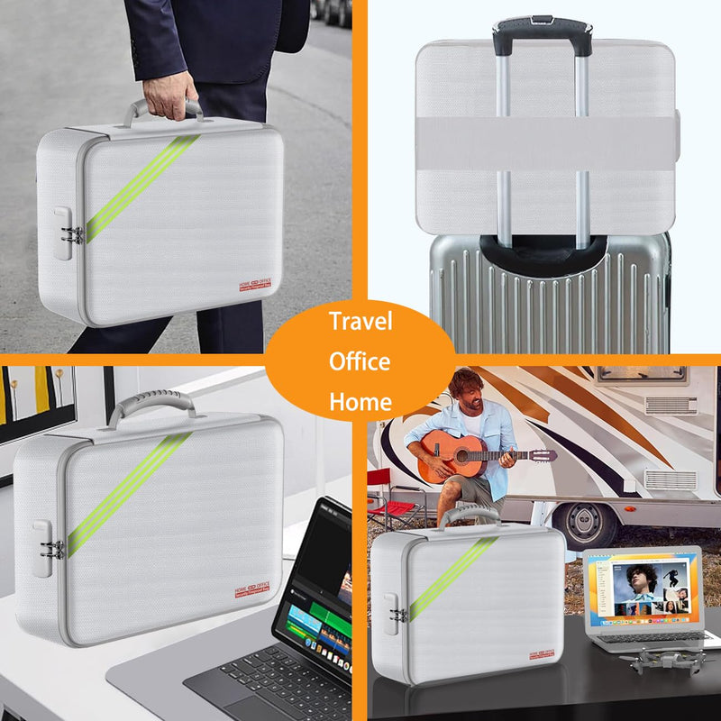 38 * 28 * 10cm Fireproof Document Bag Money Bag Home Office Travel Safe Storage Pouch with Zipper for A4 Document Cash Money Valuables Jewelry Passport Currency Keys Tablet (Silver) Silver