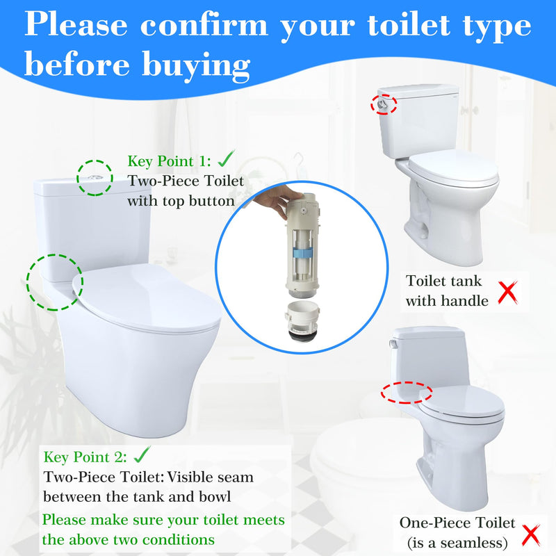 THU224 Toilet Flush Valve Assembly with Mounting Nut Fit for TOTO Two Piece Aquia Toilet Tank #ST412M