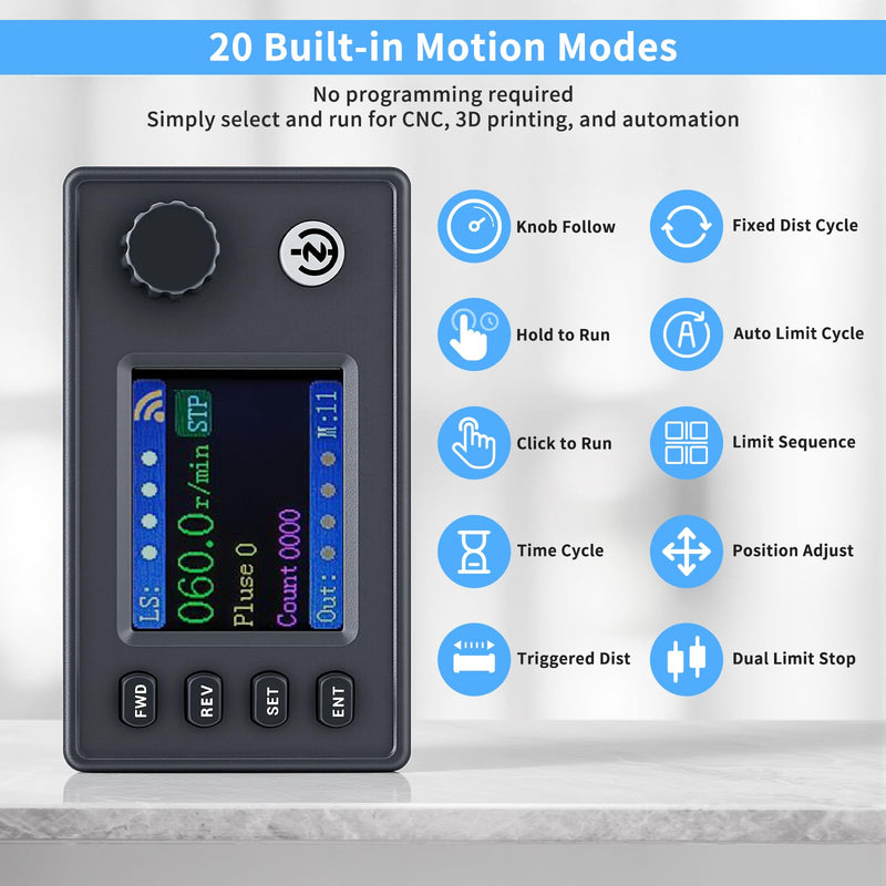 Stepper Motor Controller, DC 12-24V, 20 Modes, Modbus Driver Compatible with Nema 17 23 34, CNC, PLC