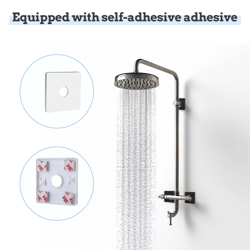 Molain 2 Pcs Escutcheon Plate Wall Split Flange, 22mm/0.87in ABS Wall-Mounted Water Pipe Flange Cover, Self-Adhesive Square Plumbing Cover Plates for Kitchen Shower Head Toilet(White) White