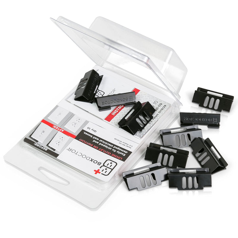 Repair Clips - Fix Loose Outlets and Switches - Electrical Wall Box Repair Clips - 10 Pack