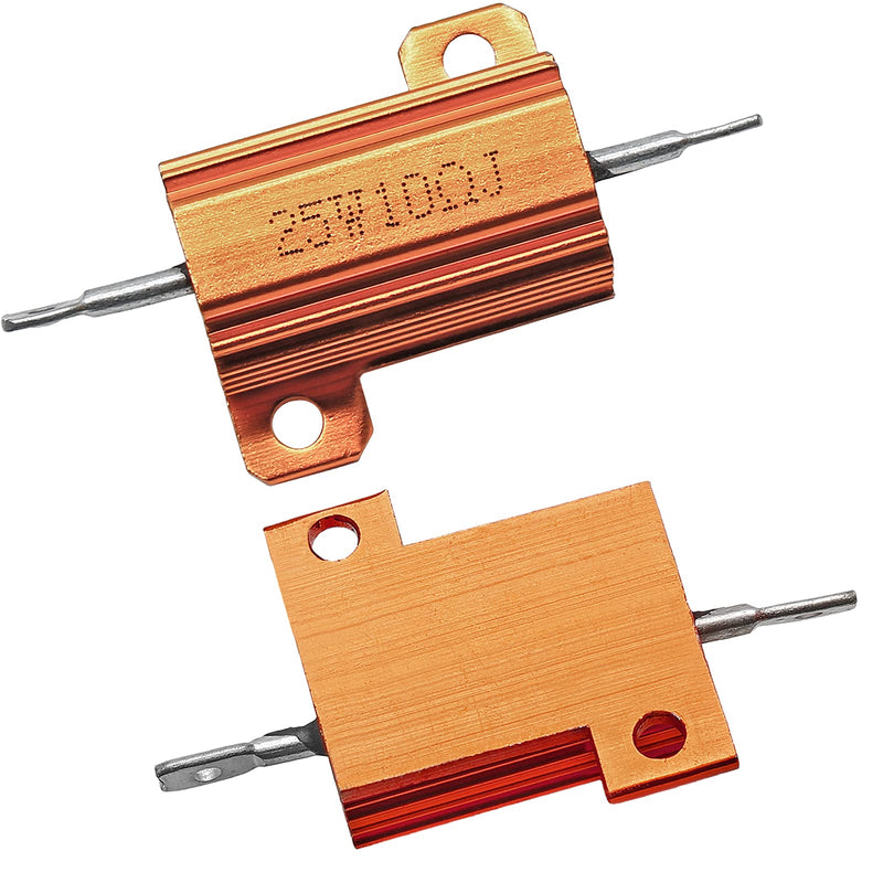2 Pack Aluminum Case Resistor 25W 10 Ohm Housing Wirewound Resistors, Screw Tap Chassis Mounted Load Resistors Adapters for Ring Video Doorbell
