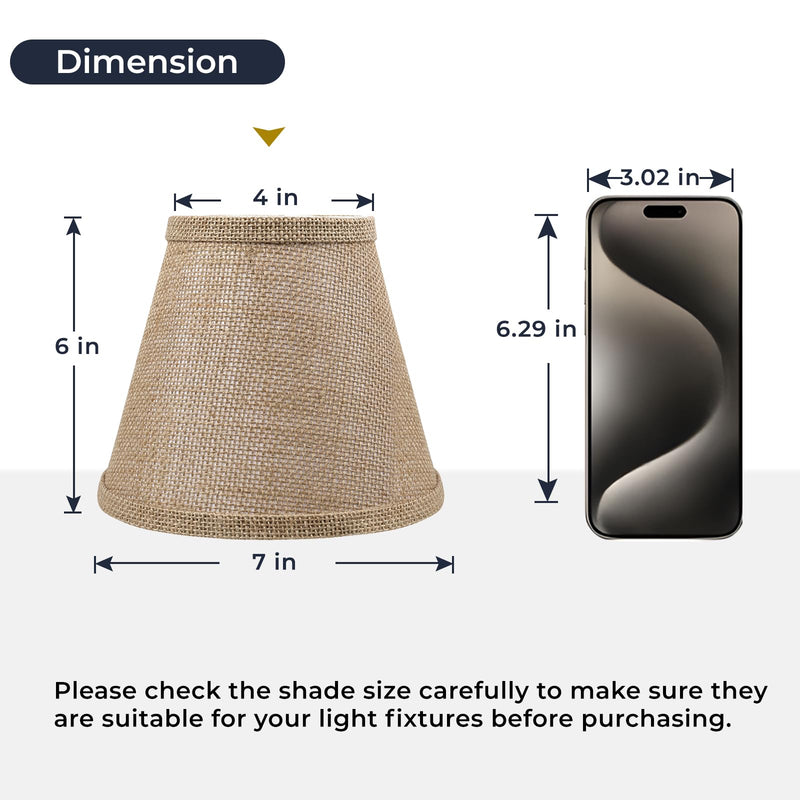 ALUCSET Double Mesh Small Lamp Shade Clip On Bulb Set of 2 for Candelabra Bulbs, Barrel Fabric Lampshade for Table Chandelier Wall Lamp 4x7x6 Inch, 2 PCS Pack (Brown) Brown 4*7*6 inch