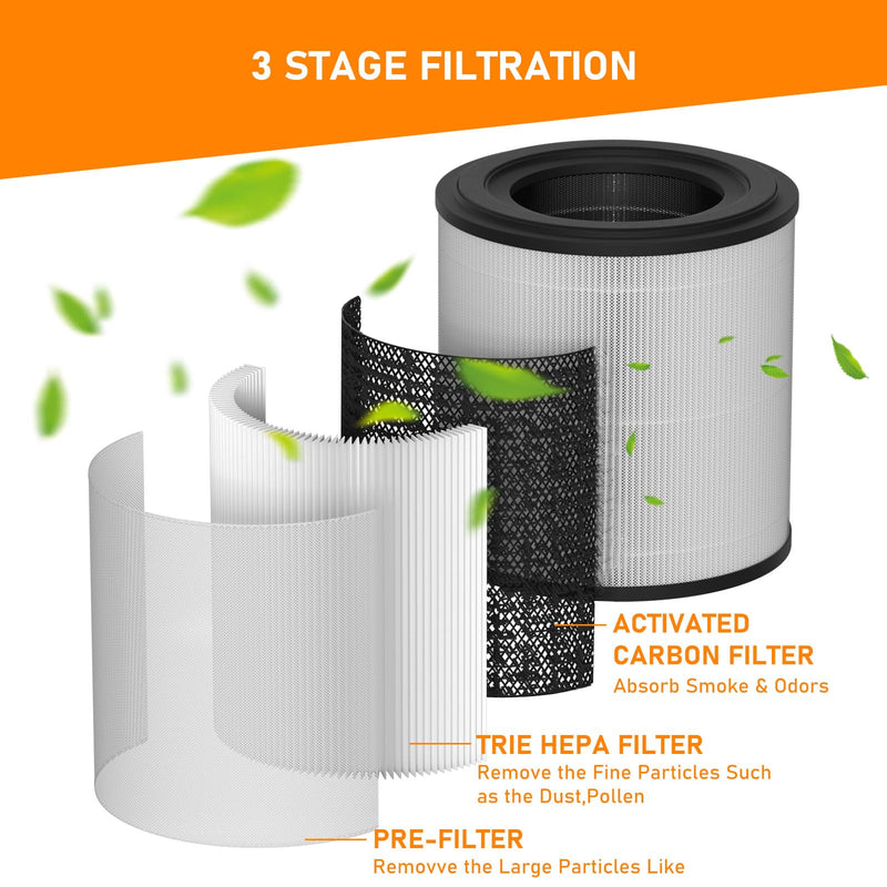 3389 HEPA and Carbon Filter Replacement Compatible with Bissell MYair+ and MYair HUB Air Cleaner Purifiers 2905A 3179A, Part Number 3389 2 Pack