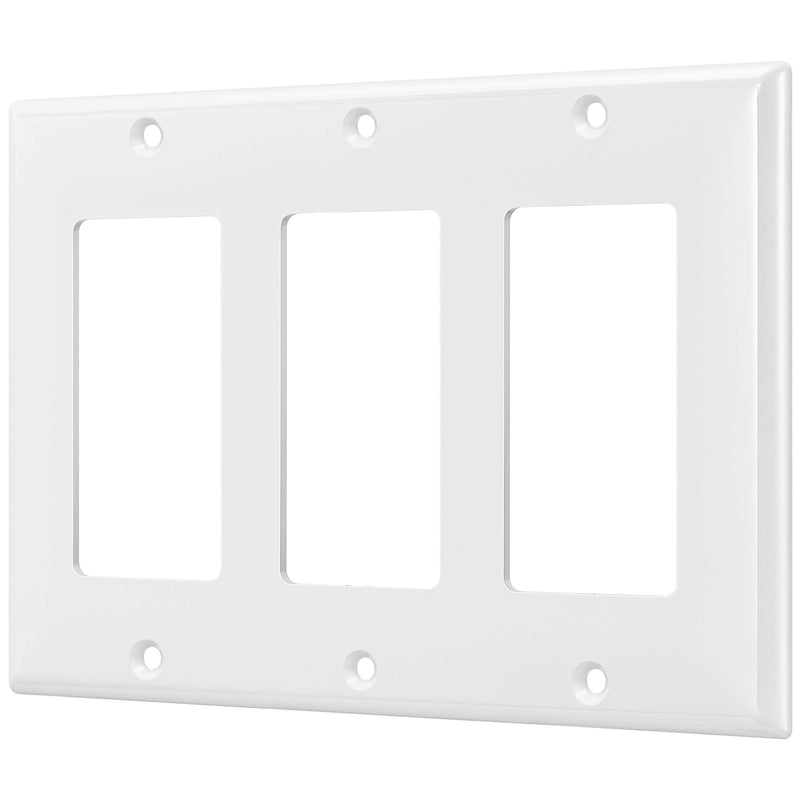 ENERLITES Decorator Light Switch or Receptacle Outlet Wall Plate, Gloss Finish, Size 3-Gang 4.50" x 6.38", Polycarbonate Thermoplastic, 8833-W, White , Standard Size , 1 Count ( Pack of 1)