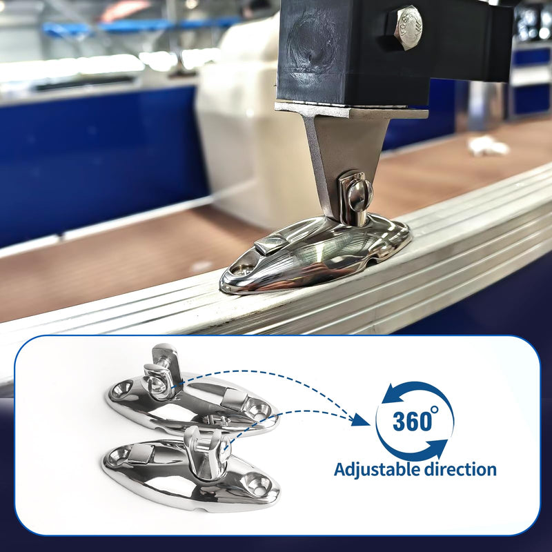 Boat Bimini Top Swivel Hinge - 316 Stainless Steel Deck Side Mount Quick Release Hinge, 360 Degree Rotation Marine Hardware Accessories（2 Pack）