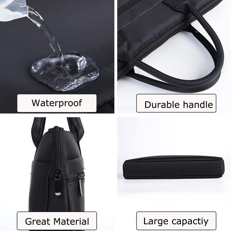 enyuwlcm Waterproof Oxford Handle Document Bag Briefcase for Men File Tote Bag for Carrying Paper Files Black