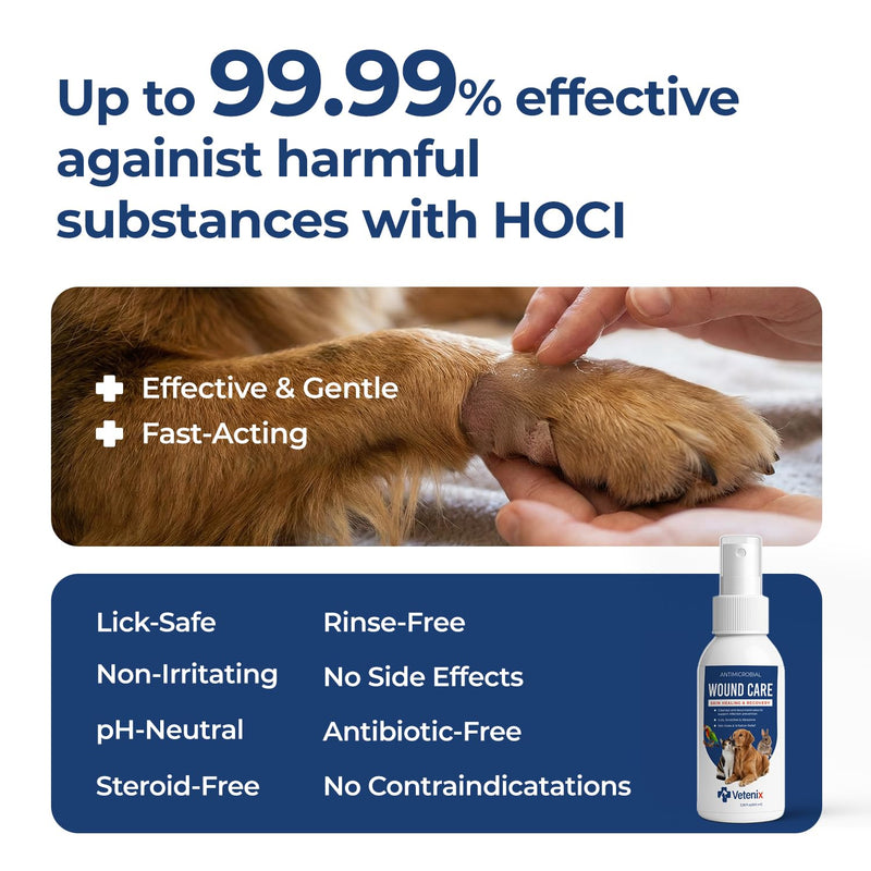 Dog Wound Care Spray | Healing Aid and Skin Repair, Clean Wounds, Relieve Dog Skin Allergies, Safe for All Animals. 3.38 Ounces