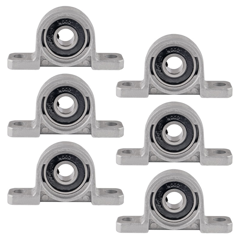 6PCS KP000 (KP10) 10mm Pillow Block Bearings Mounted Flange Self Aligning 10mm Bore Zinc Aluminum Alloy Support for Diameter 0.39"/10mm Linear Shaft Rod