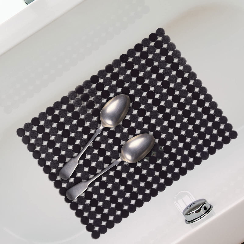 Qulable 2Pack Kitchen Sink Mat for Stainless Steel/Ceramic Sinks, PVC Eco-friendly Protectors for Bottom of Kitchen Sink, Adjustable, Fast Draining, Dots Design, 11.8x15.7 (Black) Black