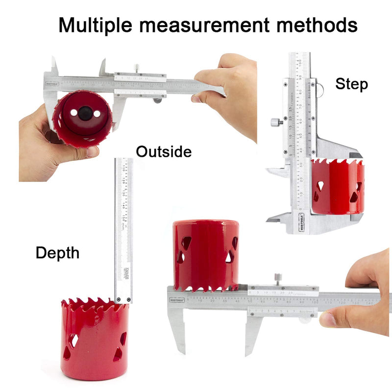 NORTOOLS Professional Vernier Caliper Stainless Steel for Inside, Outside, Depth and Step Measurements,6 Inch/150mm/0.001"/0.02mm-Strictly QC pc by pc onesize Set 4
