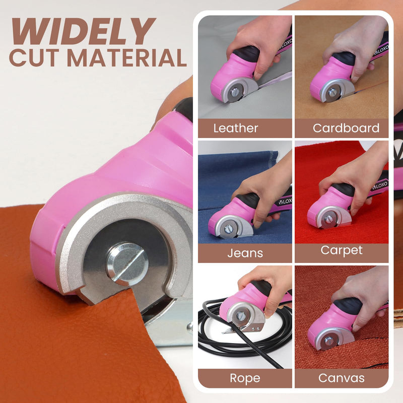 VLOXO Cordless Electric Scissors Electric Box Cutter for Cardboard Pink