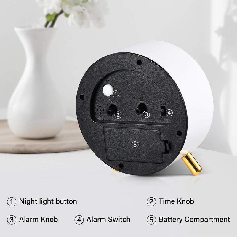 Analog Alarm Clocks,Retro Metal Desk Silent Non Ticking Small Clock with Night Light,Battery Operated,Simple Design,for Bedrooms, Bedside,Office,Home Décor (Green) Green