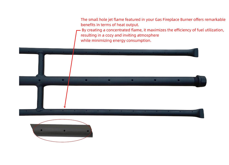 Rectangular Gas Fire Pit and Gas Fireplace H-Burner H Burner for Gas Fireplace bunrer with 3 Pipes (15 inch) Patent Applied 15 inch High temperature powder coating