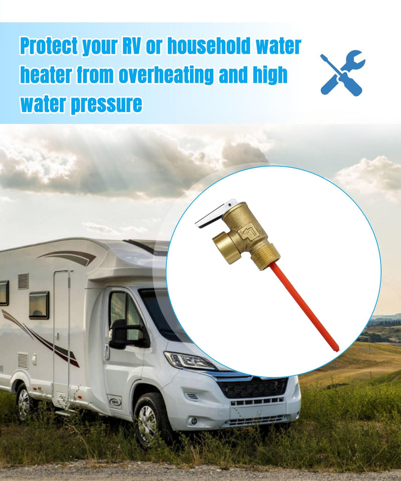 Temperature and Pressure Relief Valve with Extended Probe Fits For Suburban 3/4" NPT Thread RV Water Heaters Parts (150 PSI)