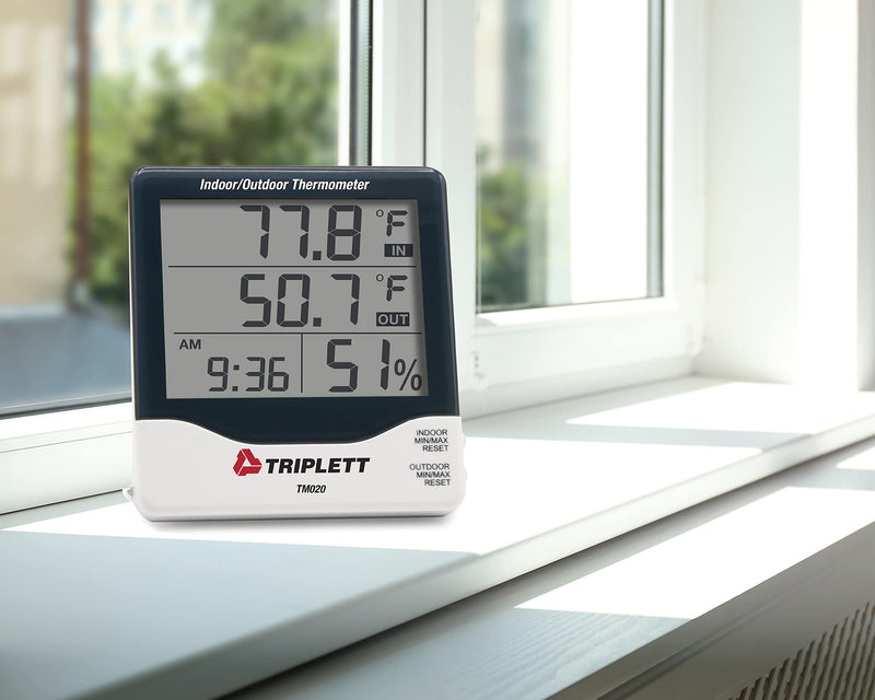 Triplett TM020 Indoor/Outdoor Thermometer with Simultaneous Display - Temperature, Humidity Standard