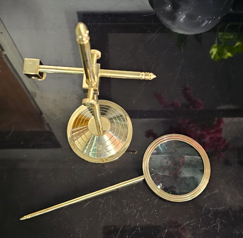 Brass Table Magnifier Magnifying Reading Glass with Stand