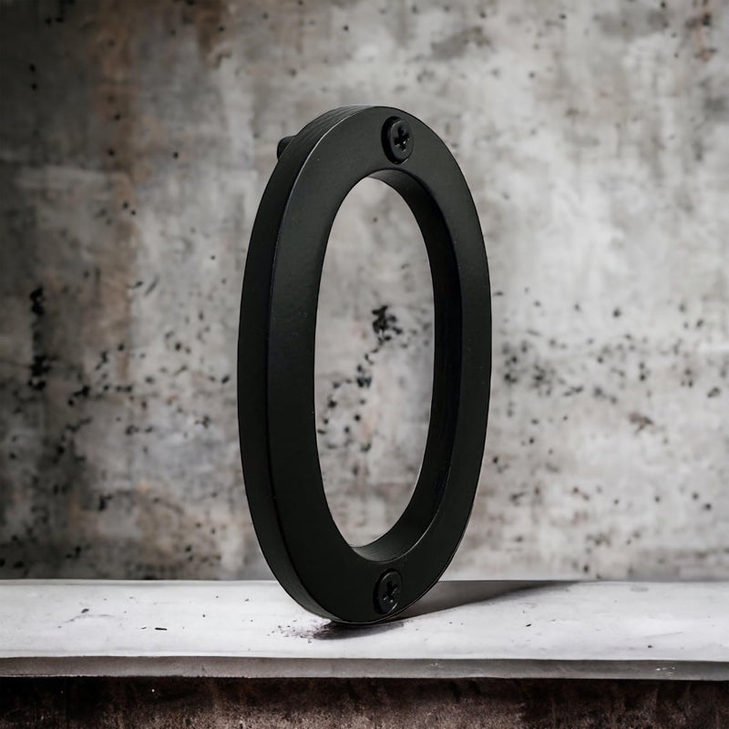 NACH Floating House Numbers, 4 inch Aluminum Black House Numbers for Outside - Number 0, Door Numbers with Mounting Hardware 4"