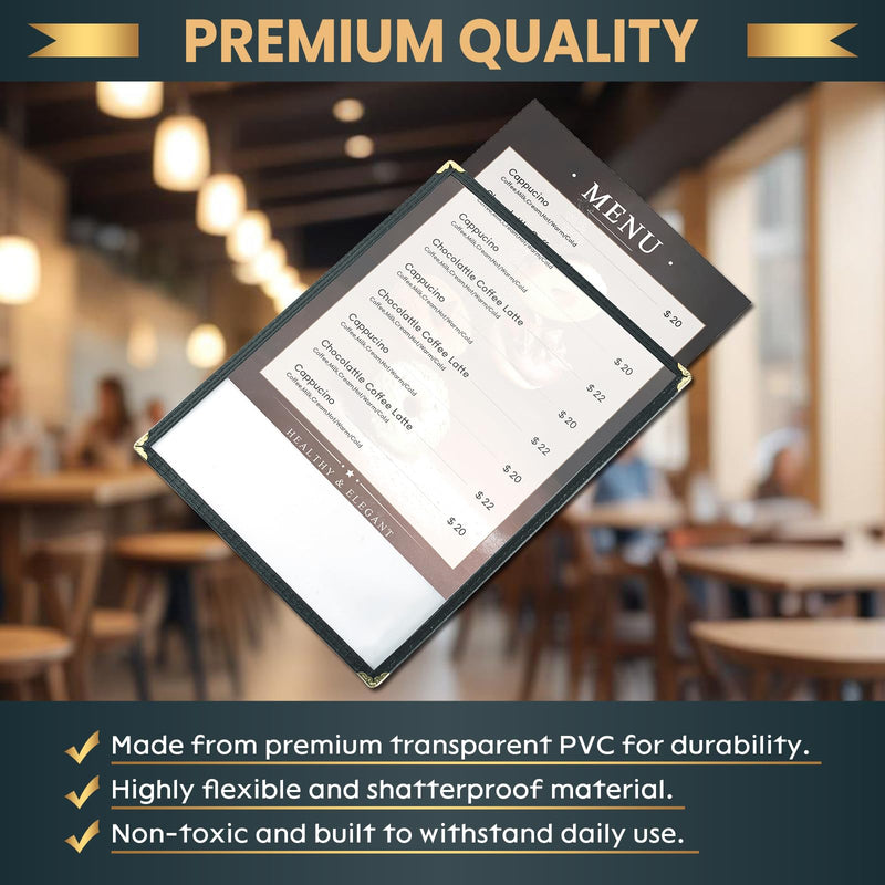 8.5 x 11 Inch Menu Covers, 10 Pack 1 Page 2 View Menu Sleeves Clear View Menu Holder for Kitchen, Restaurant Supplies, Drink, Wine Menu