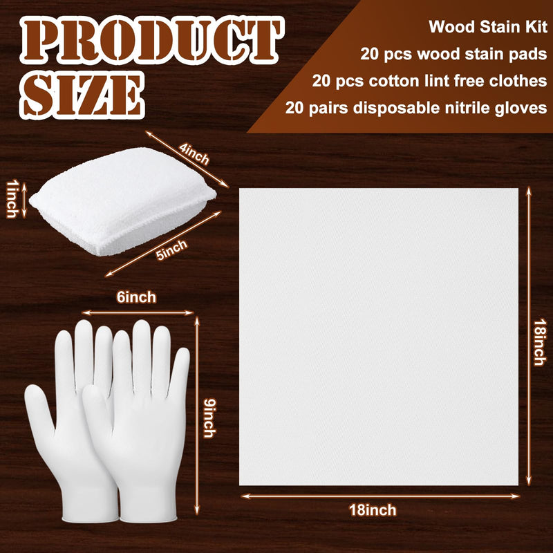 Ziliny 60 Pcs Wood Stain Pads Applicator Kit for Oil Based Finishes