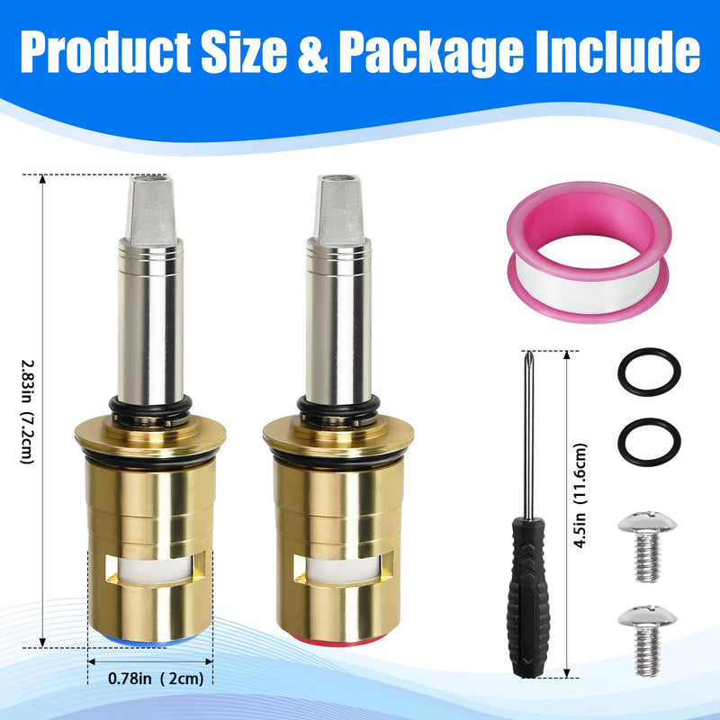 Upgraded 377XKRHJKABNF & 377XKLHJKABNF Long Ceramic 1/4-Turn Cold & Hot Cartridge Kit, Compatible with Chicago Cartridge, Long Stem for Concealed-Caps