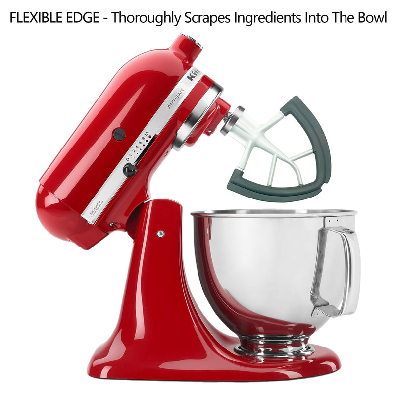 Flex Edge Beater for KitchenAid 4.5/5 QT Tilt Head Stand Mixer Kitchen Aid Mixer Accessory,With Silicone Edges For Kitchen Aid Accessories and Attachments Gray