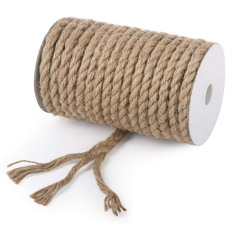 Vivifying Jute Rope, 50 Feet 8mm Natural Heavy Duty Twine for Crafts, Cat Scratch Post, Bundling and Hanging 8MM / 50 Feet