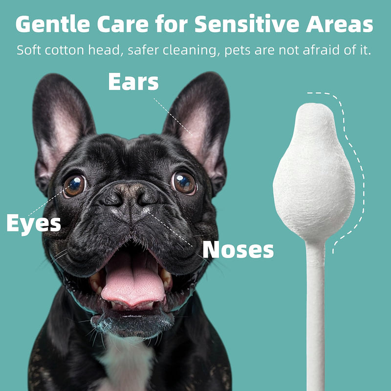 MEDUWEDU Pet Cotton Swabs, 55 Count｜Gourd-Shaped Tips｜Soft Cotton & Paper Stick｜Dog & Cat Ear Cleaner Swabs｜Safe Grooming Tool for Pets 1 Pack