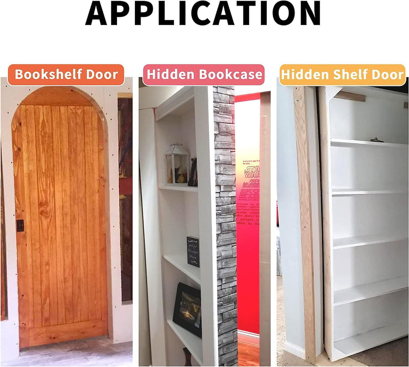 TamBee Pivot Door Hinge Hidden Door Hinges for Secret Door 304 Stainless Steel Hidden Bookcase Hinges with Door Ball Catch 170 lbs Load with Ball Catch