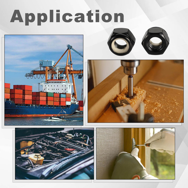 M4-0.7 Nylon Insert Hex Lock Nuts Locknuts, Stainless Steel 18-8 (304) Black Finish, 100PCS 100 M4-0.7