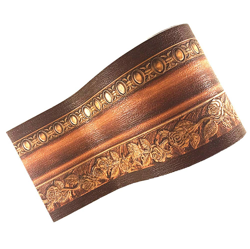 3D Wood Grain Self Adhesive Peel and Stick Waterproof Wall Border Easy to Apply Home Decor Bathroom Kitchen 4 Inch by 16.5 Feet (Dark Brown) Dark Brown