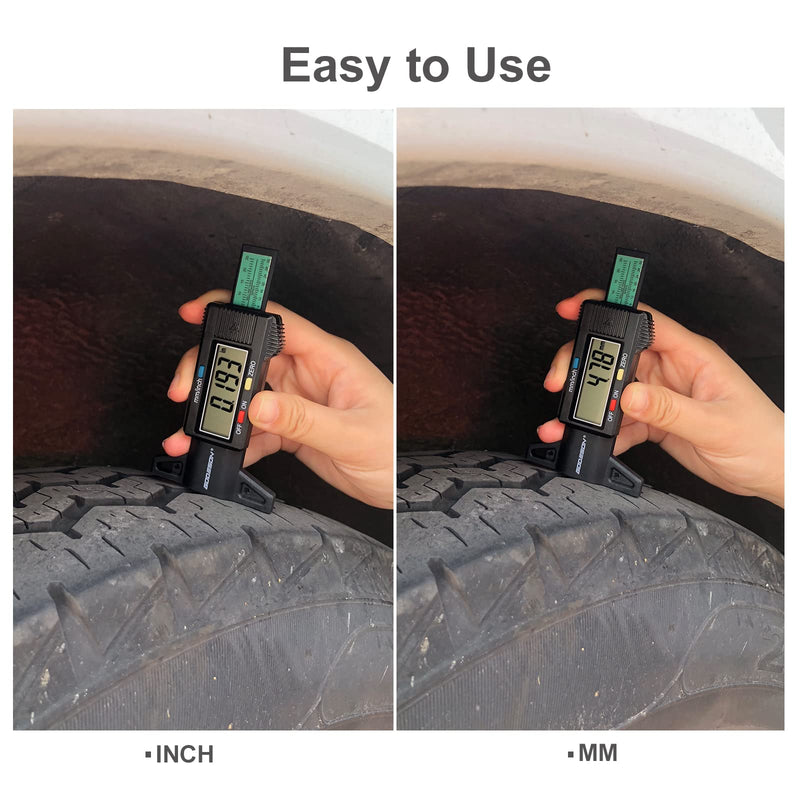 GODESON Tire Tread Depth Gauge,Digital Tire Tread Depth Gauge in 1Inch/25.4mm with Color-Coded Bar, Easy Read Tire Depth Gauge for Cars, Trucks, Motorcycles Digital Tire Tread Depth Gauge