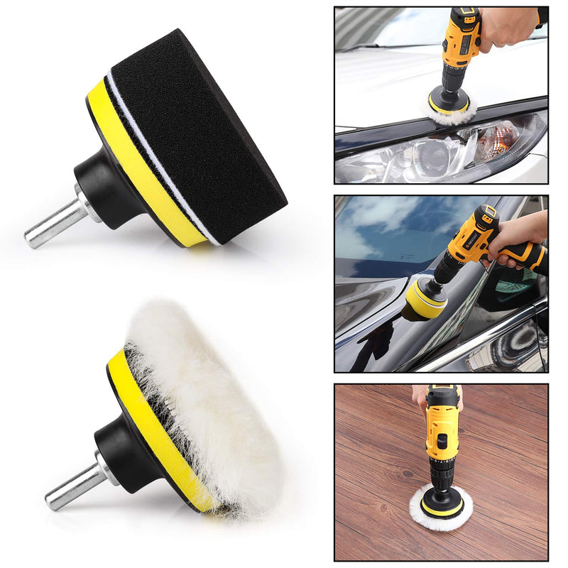 3 Inch Drill Buffing Pad, 11 Pcs Car Foam Polishing Pads Kit, Drill Buffer Polisher Attachment Buffing Kit for Car Polishing, Waxing, Sealing Glaze 3Inch-11Pcs