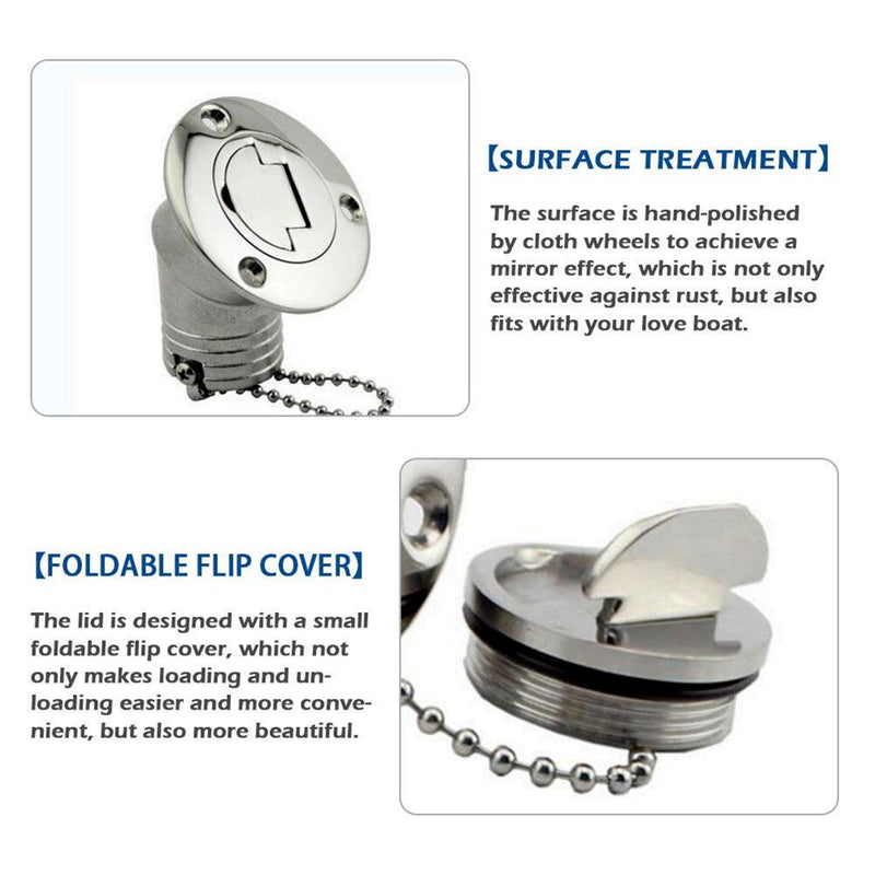 45 Degree Angle Marine Deck Filler Fill ，Stainless steel 316 Keyless Cap boat Hardware accessories Socket yacht W/ Rubber Gasket Fit for 1.5" /2” Diameter hose (Option: Diesel, 1.5" /38mm) Option: Diesel