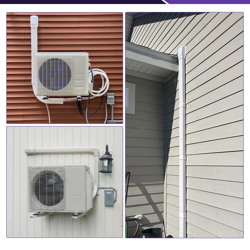 4" 3.3Ft Straight Duct, Decorative PP Mini Split Line Set Cover White 4" x 3.3 Feet
