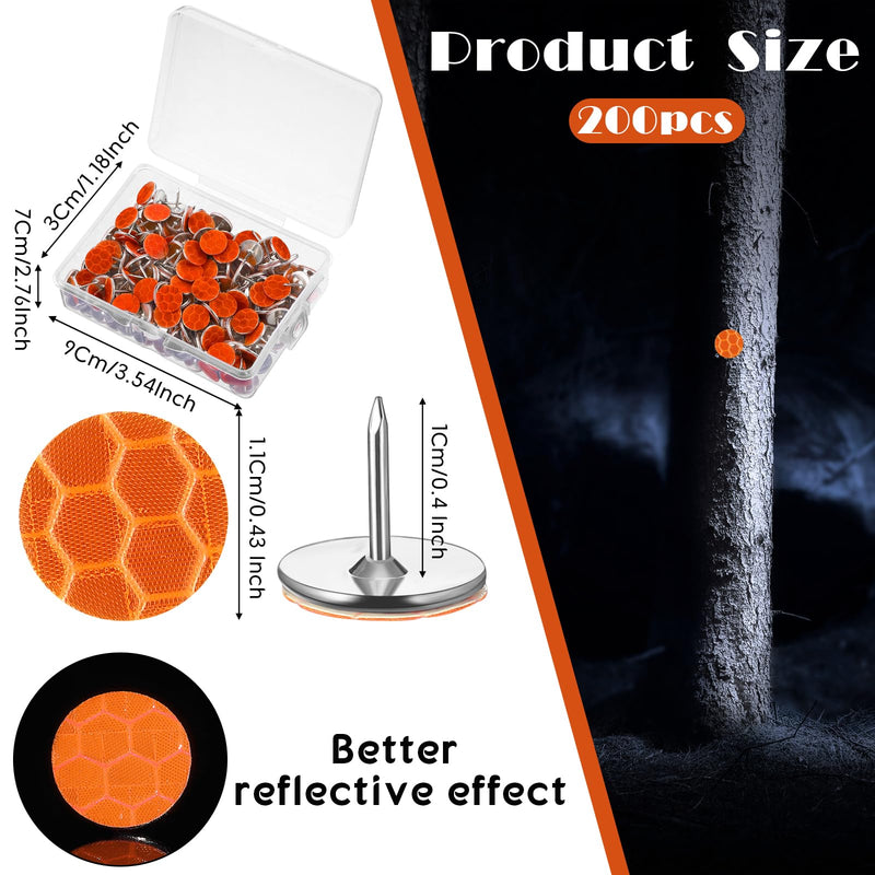 Reflective Tacks Trail Marking Tacks Reflective Trail Tacks Glow Tacks Reflective Trail Markers Mark Trail Reflective Thumb Tacks for Hunting Hiking Camping Tree Stand(Orange,200) 200 Orange