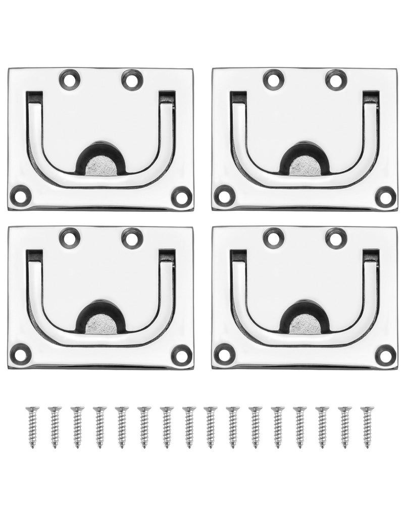 QWORK 4 Pack Marine Grade 316 Stainless Steel Boat Ring Hatch Flush Lift - Flush Ring Pull with Free Mount Screws