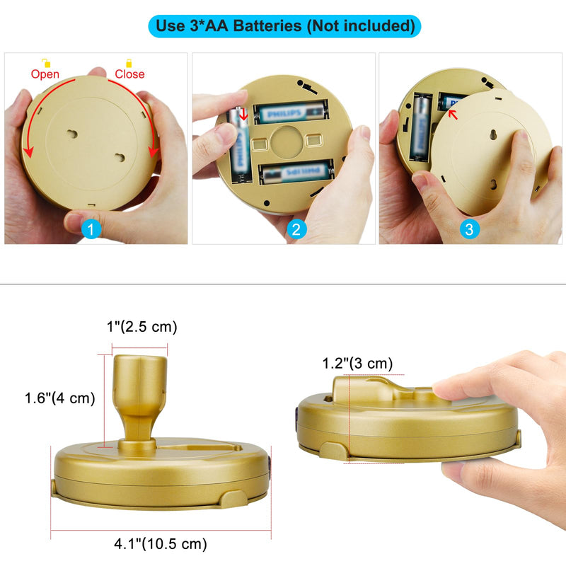 2Pack Battery Spotlight with Remote Gold, Wireless Led Picture Lights Painting Light for Wall Art,Uplight Puck Lights for Plants Indoor Art Display Light, Ceiling Spot Light Accent Light