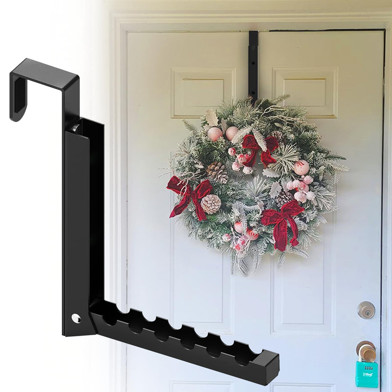 1 Pcs Over The Door Hooks Hanger,Folding Over Door Clothes Drying Laundry Rack Hooks for Hanging Clothes,Over Door Towel Racks with 6 Groves,Hanger for Clothes,Towels for Bedroom Bathroom (Black) Black-1pcs