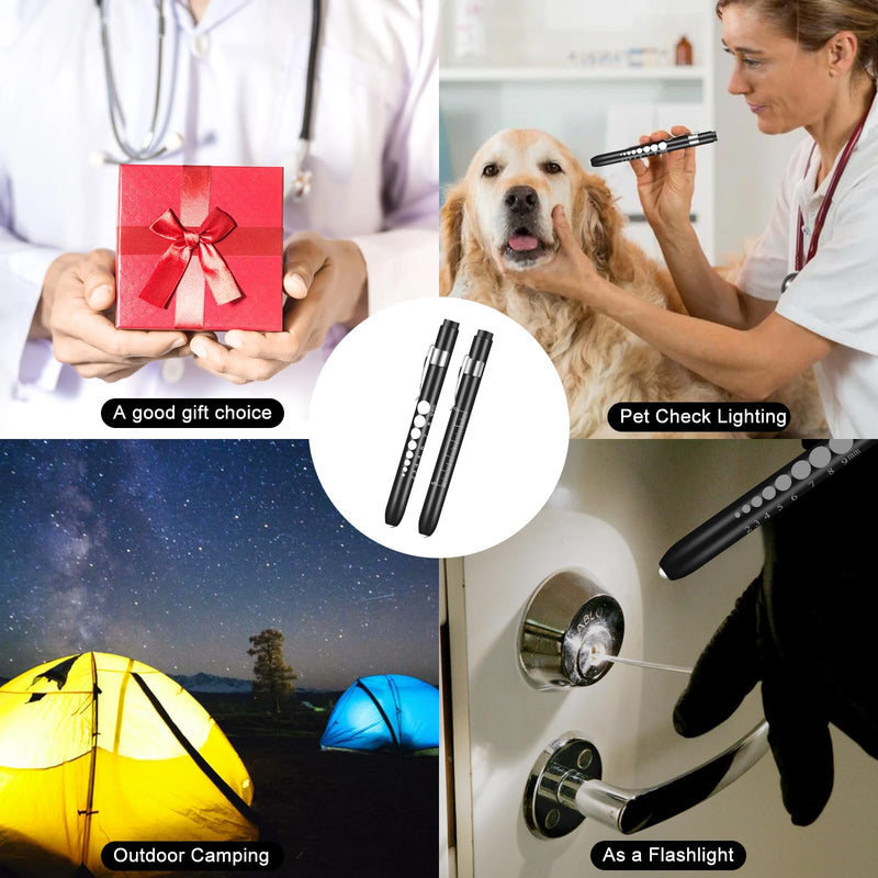 Pen Lights Medical with Pupil Gauge and Ruler LED Pen Lights for Nurses Doctors Nursing Pen Light with 4 Batteries Free 2pcs Black Penlight Nurse Penlights for Nurses Pen Light for Nurse Accessories