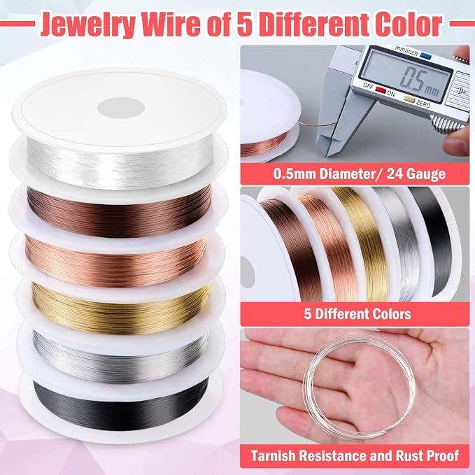 Mluchee Jewelry Making Supplies Tools - Including 3 Jewelry Pliers, 6 Wire Wrapping Kit, 16 Jewelry Tools, 845 Jewelry Findings with Storage Bag for Repair, DIY Crystal and Beading