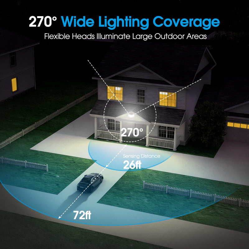 Motion Sensor Outdoor Light Hardwired, 45W 7500LM Security Flood Lights Motion Detector Dusk to Dawn Light, IP65 Waterproof, 220 LEDs Floodlight with Remote Control for Garage, Yard, Porch 1 Pack
