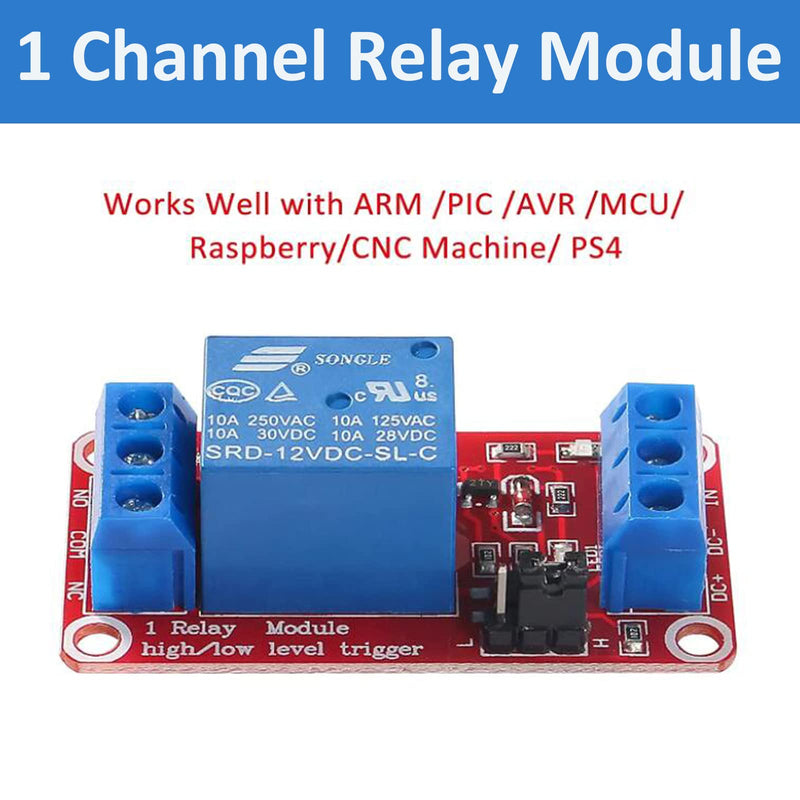 10pcs DC 5V Relay Module - 1 Channel Relay Switch Board with Optocoupler Isolation, High or Low Level Trigger 5V-10pcs