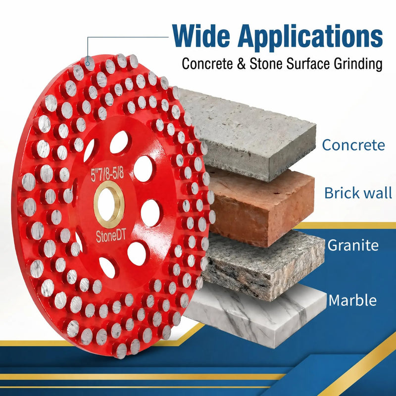 5” Concrete Grinding Wheel, Diamond Grinding Cup Wheel for Marble Granite, Angle Grinder Cup Wheel Fits 7/8-5/8 Inch Arbor, 16/20 Coarse Grit, Dot Segment 5''