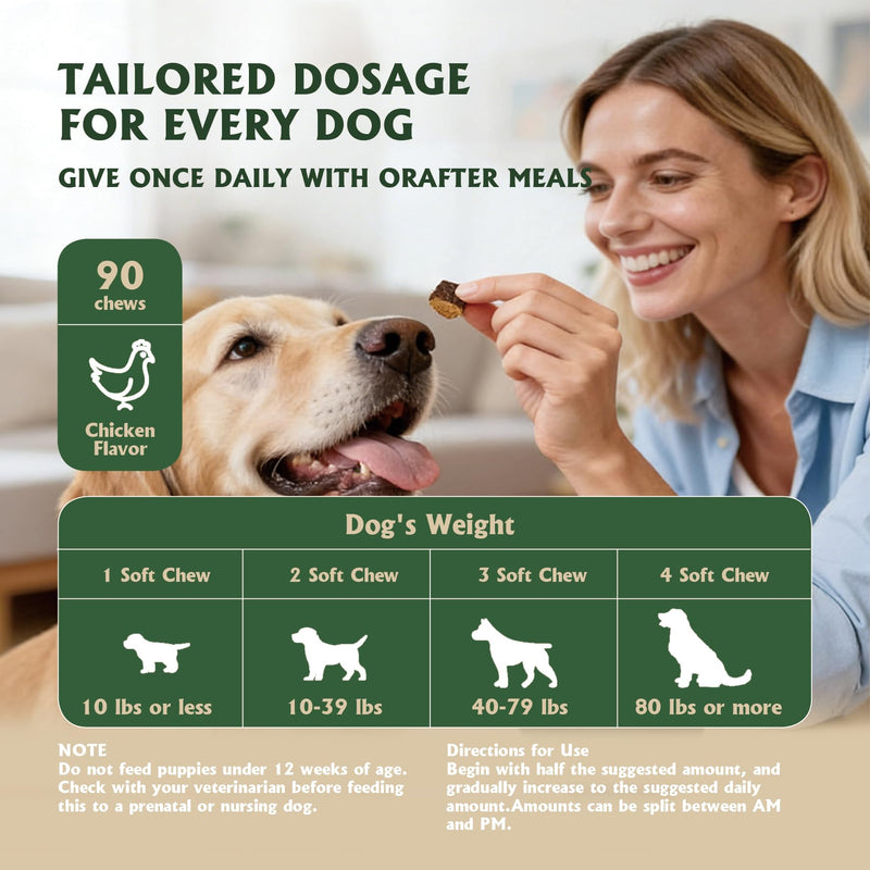 Probiotics for Dogs - Dog Probiotics for Yeast, Itchy Skin and Itchy Ears, Digestive Health, Diarrhea Relief, Gut & Immune Support - with 7 Enzymes, 6 Prebiotics & Omega-3 (Chicken Flavor 90ct)
