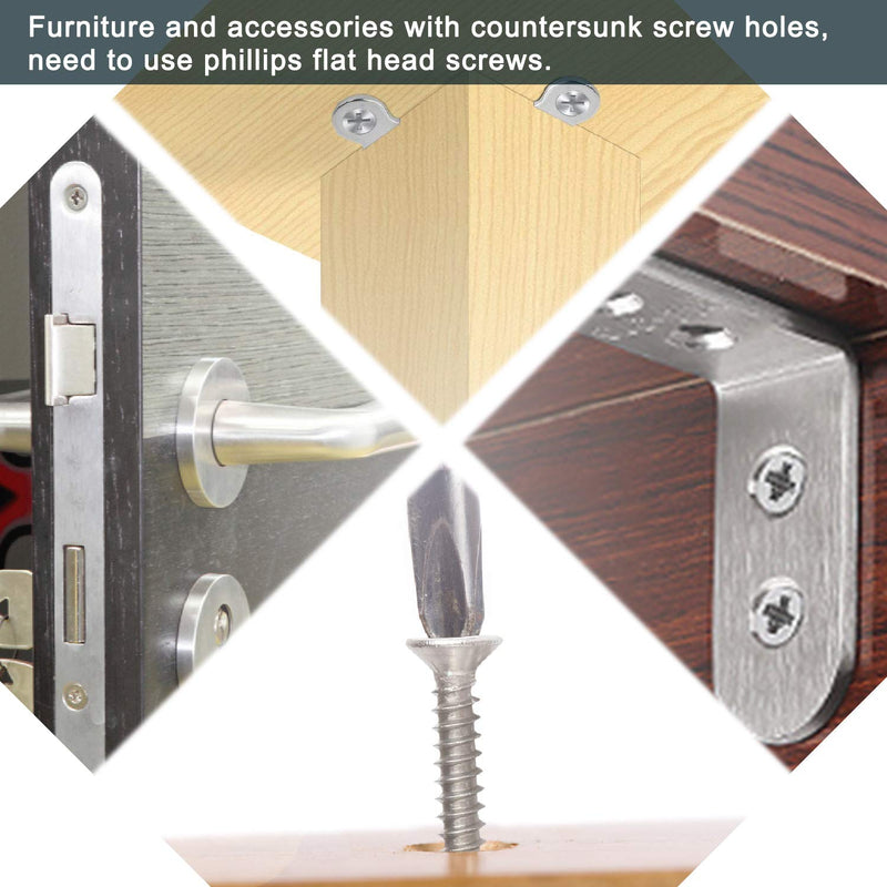 Wood Screws - 120PCS Flat Head Phillips Screws, 304 Stainless Steel Screw with Adjustable Wood Countersink Kit (#6 x 1) #6 x 1"