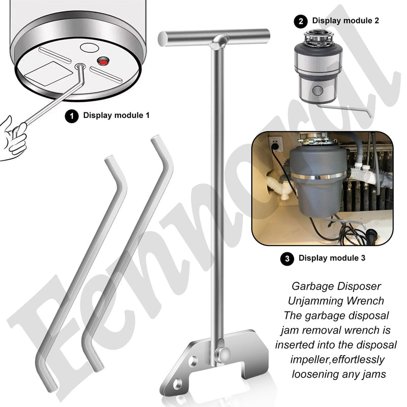 Fennoral Garbage Disposer Unjamming Wrench, 2 Pack, Compatible with SinkErator Moen, Removes Clogging Above The Sink, WR00KIT